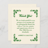 Classic Elegance Ivory & Emerald Floral Wedding サンキューカード (正面/裏面)