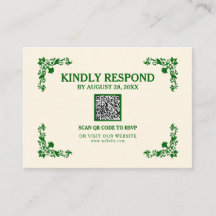 Classic Elegance Ivory & Emerald Islamic QR RSVP
