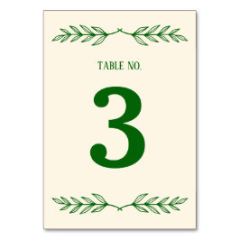 Classic Elegance Ivory & Emerald Islamic Wedding テーブルナンバー