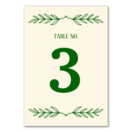Classic Elegance Ivory & Emerald Islamic Wedding テーブルナンバー (正面)