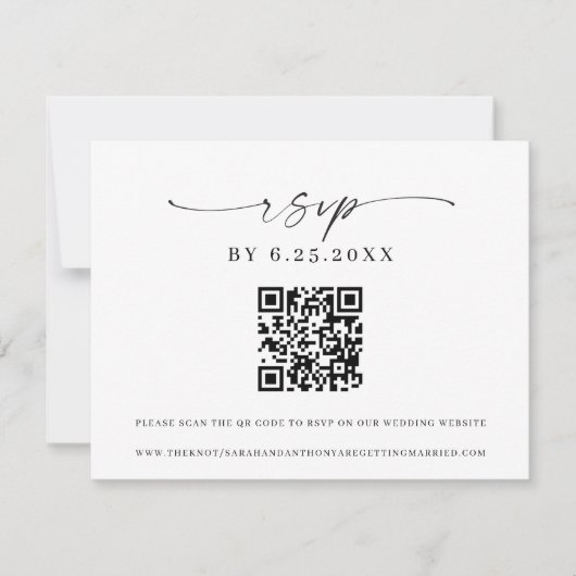 Classic Elegance Modern Wedding RSVP QR code 招待状 (正面)