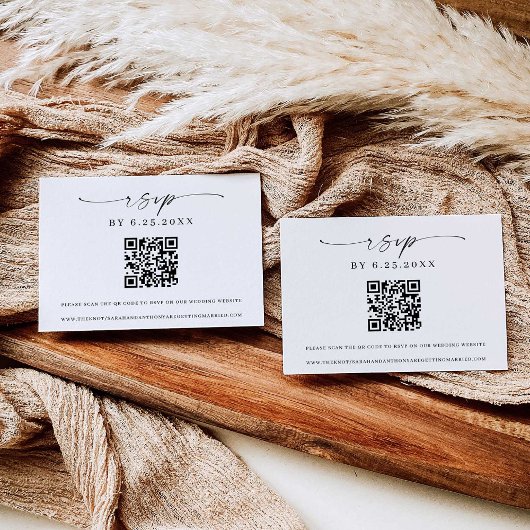 Classic Elegance Modern Wedding RSVP QR code 招待状