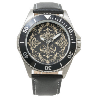 Classic Elegance, Mosaic Black Gold Pattern, Men 腕時計