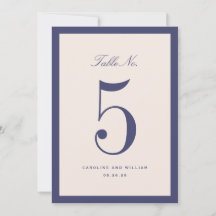 Classic Elegance Purple Wedding Table Number Card