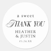 Classic Elegant A Sweet Thank You Wedding Favor ラウンドシール (正面)