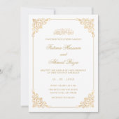 Classic Elegant Baroque Gold Frame Muslim Wedding 招待状 (正面)