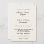 Classic Elegant Black Tie Ivory Old Money Wedding 招待状 (正面)