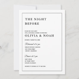 CLASSIC ELEGANT BLACK &WHITE REHARSAL DINNER 招待状