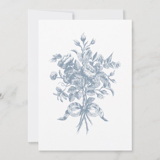 Classic Elegant Blue Arch Floral Frame Wedding 招待状 (裏面)