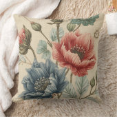 Classic, Elegant, Blue Rose Gold Flowers Pattern クッション (ブランケット)