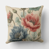 Classic, Elegant, Blue Rose Gold Flowers Pattern クッション (裏面)