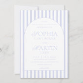 Classic Elegant Blue Striped Wedding  招待状 (正面)