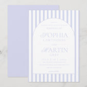 Classic Elegant Blue Striped Wedding  招待状 (正面/裏面)