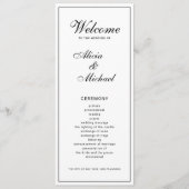 Classic elegant calligraphy black white wedding プログラム (正面)