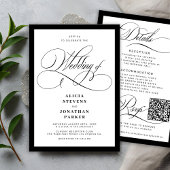 Classic elegant calligraphy QR code wedding 招待状