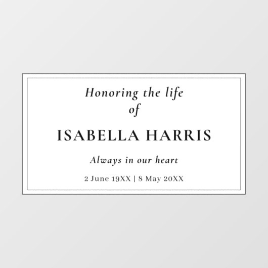 Classic Elegant Celebration of Life Design ウィンドウサイン (シート)