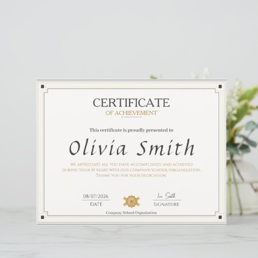 Classic Elegant Certificate of Achievement Design (スタンド正面)
