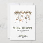 Classic Elegant Christmas Ornament Neutral Gold  シーズンカード (正面)