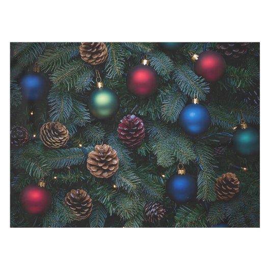 Classic Elegant Christmas Tree Ornaments テーブルクロス (正面(横))