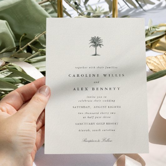 Classic Elegant Coastal Palm Tree Wedding 招待状