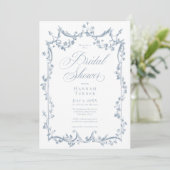Classic Elegant Dusty Blue Delicate Floral Shower 招待状 (スタンド正面)