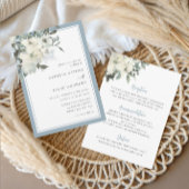 Classic Elegant Dusty Blue Ivory Floral Wedding 招待状