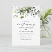 Classic Elegant Eucalyptus Leaves & Script Wedding 招待状 (スタンド正面)