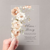 Classic Elegant Floral Acrylic Wedding Invitation アクリル招待状 (インサイチュ (ポータブル))