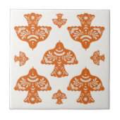 Classic elegant folk art birds Italian タイル (正面)