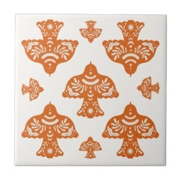 Classic elegant folk art birds Italian  タイル