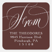 Classic elegant from maroon return address スクエアシール (正面)