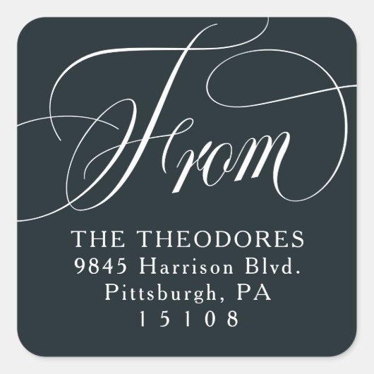 Classic elegant from navy blue return address スクエアシール (正面)