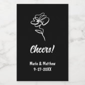 Classic & Elegant Gothic Black Floral Sketch ワインラベル (シングルラベル)