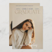 Classic & Elegant Headline Photo Grad Announcement 招待状 (正面/裏面)
