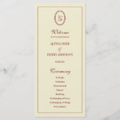Classic Elegant Ivory Monogram Wedding Ceremony プログラム (正面)