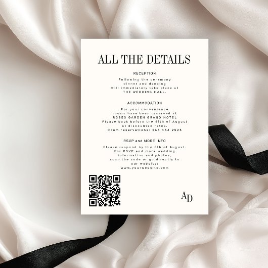 Classic elegant ivory old money wedding details エンクロージャーカード