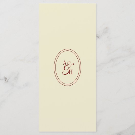 Classic Elegant Ivory Script Monogram Wedding メニュー (裏面)