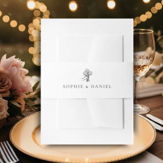 Classic Elegant Minimalist Hand Drawn Line 招待状ベリーバンド