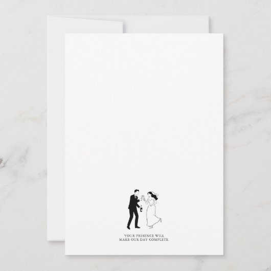 Classic Elegant Minimalist Hand Drawn Line 招待状 (裏面)