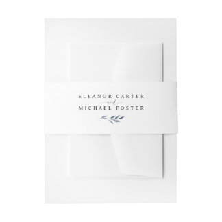 Classic Elegant Navy Blue Typography Wedding 招待状ベリーバンド