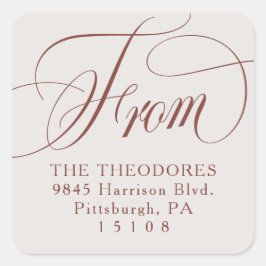 Classic elegant off white return address スクエアシール