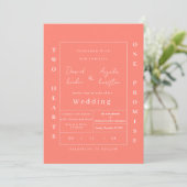 Classic elegant peach wedding invitation 招待状 (スタンド正面)