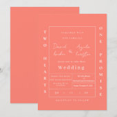 Classic elegant peach wedding invitation 招待状 (正面/裏面)