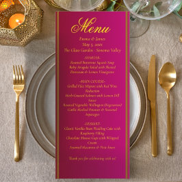 Classic & Elegant Red and Gold Wedding Menu Card メニュー