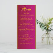 Classic & Elegant Red and Gold Wedding Menu Card メニュー (スタンド正面)
