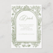 Classic Elegant Sage Arch Floral Frame Wedding エンクロージャーカード (正面)