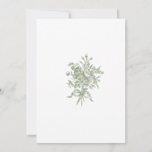 Classic Elegant Sage Delicate Floral Frame Wedding 招待状 (裏面)