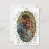 Classic Elegant Sage Floral Ribbon Photo Wedding セーブザデート (裏面)