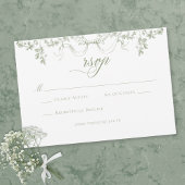 Classic Elegant Sage Green Floral Frame Wedding 出欠カード