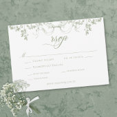 Classic Elegant Sage Green Floral Frame Wedding 出欠カード